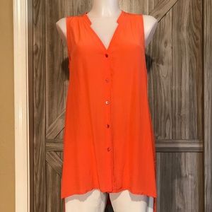 Eileen Fisher sleeveless silk tunic top.